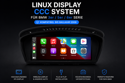 BMW Linux Display CCC System

Wireless Apple CarPlay & Android Auto
Für BMW E90 E91 E92 E93 E60 E61 E63 E64 (2003-2008)