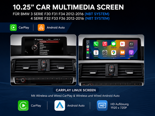 BMW Linux Display NBT  Wireless CarPlay & Android Auto Für F30 F31 F34 F32 F33 F36 ( 2012-2016)